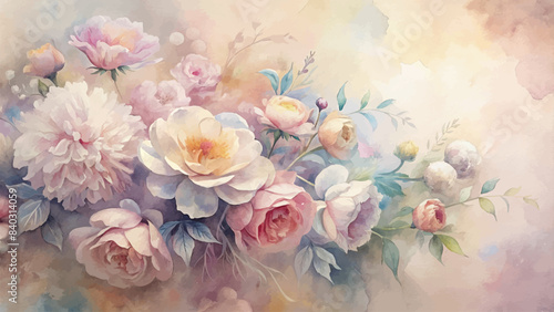 Soft watercolor flower bouquet background © Fauzi Arts