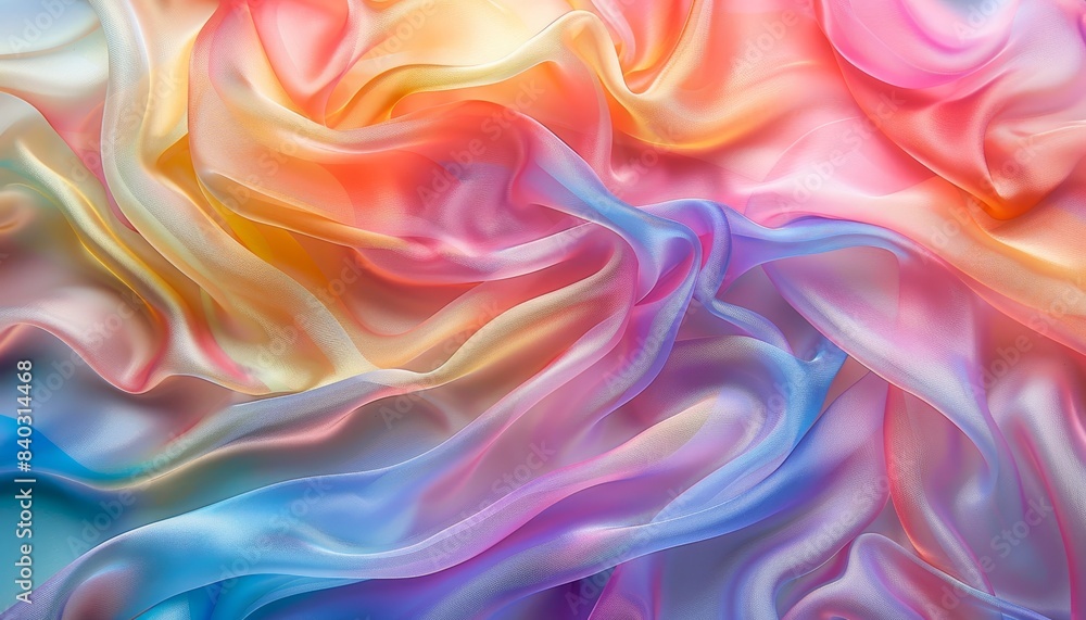 Obraz premium Soft pastel silk waves calming abstract background with ample space for text placement