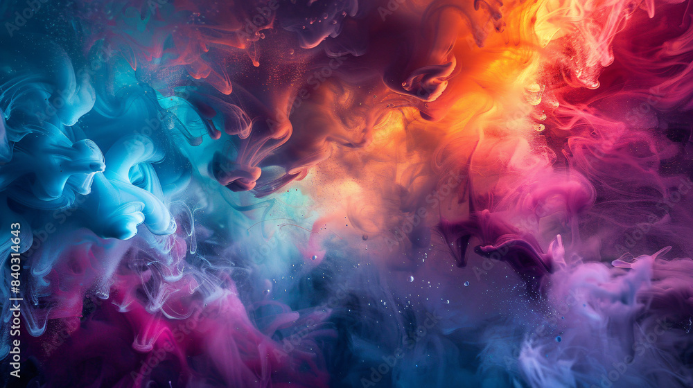 Ethereal abstract backdrop formed by swirling vibrant, multi-colored smoke Ethereal abstract backdrop formed by swirling vibrant, multi-colored smoke