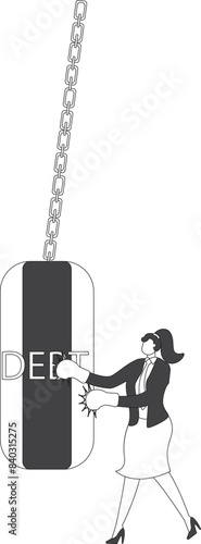 Businesswoman Debt, businesswoman punch a debt