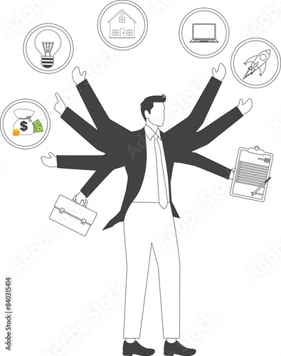 Metaverse and Future digital technology Businessman, Businessman Multitasking