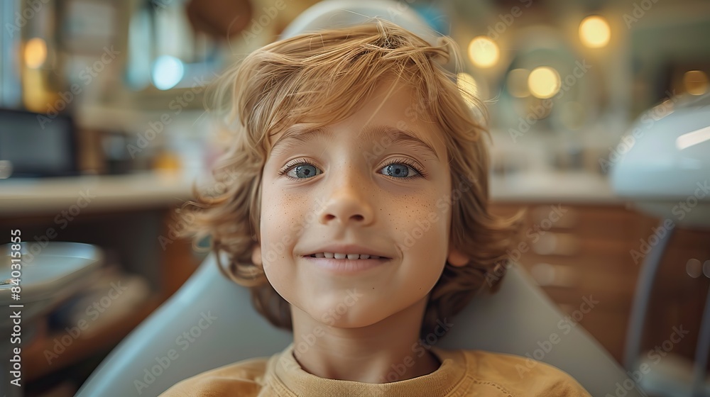 handsome boy smiles in the dentist s chair the office treats his teeth.stock photo handsome boy smiles in the dentist s chair the office treats his teeth.stock photo