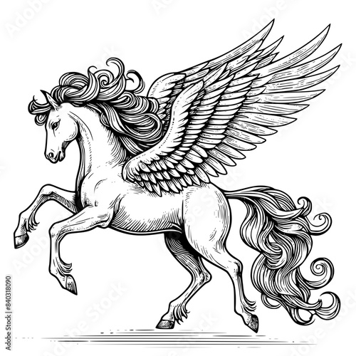 Pegasus lineart on white