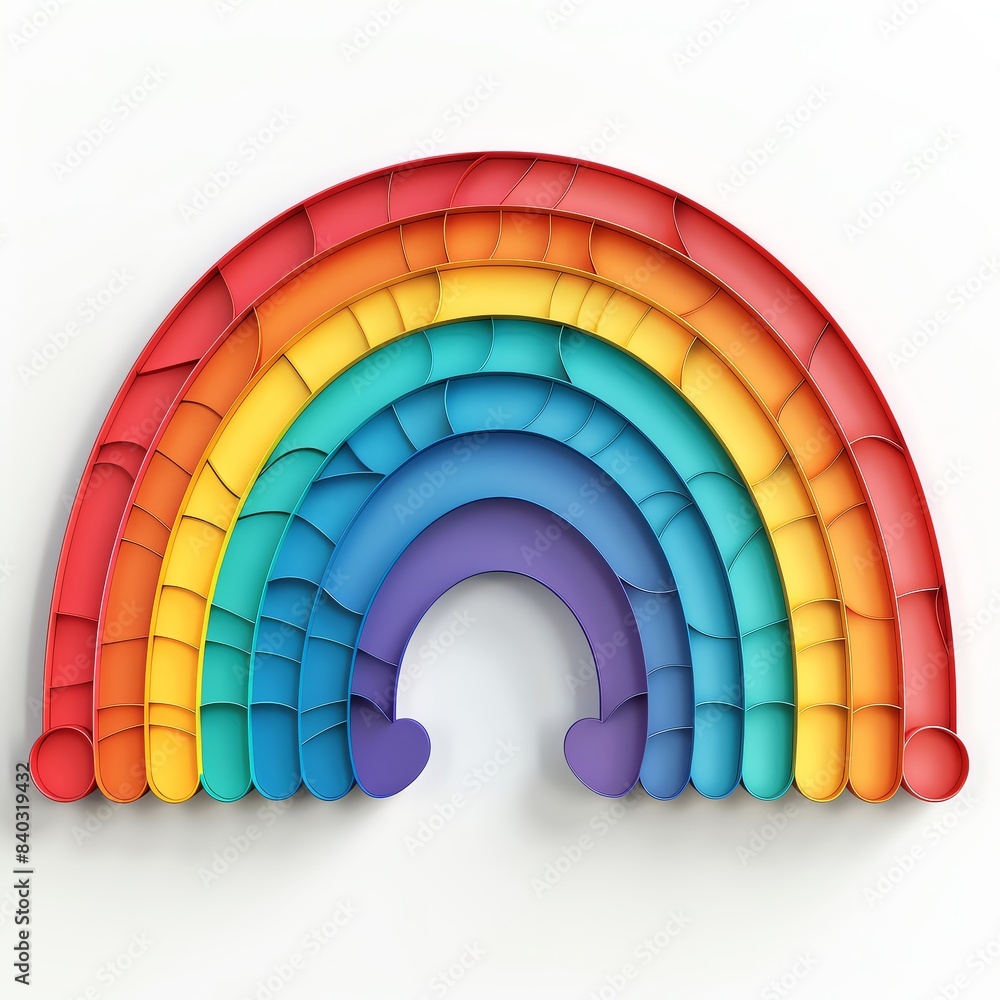Obraz premium Colorful rainbow illustration with vibrant hues and abstract design on a white background, perfect for bright and cheerful projects.