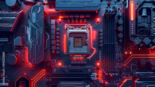 Wallpaper Mural Close-up of a motherboard with illuminated circuitry and components, showcasing the complexity and precision of modern technology. Torontodigital.ca