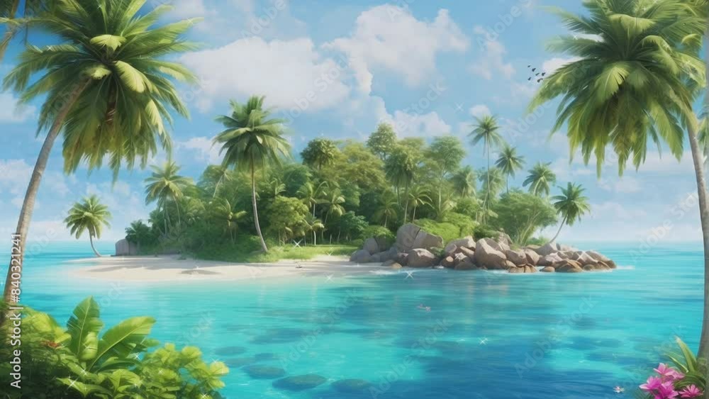 beach with palm trees and blue sky beach with palm trees and blue sky
