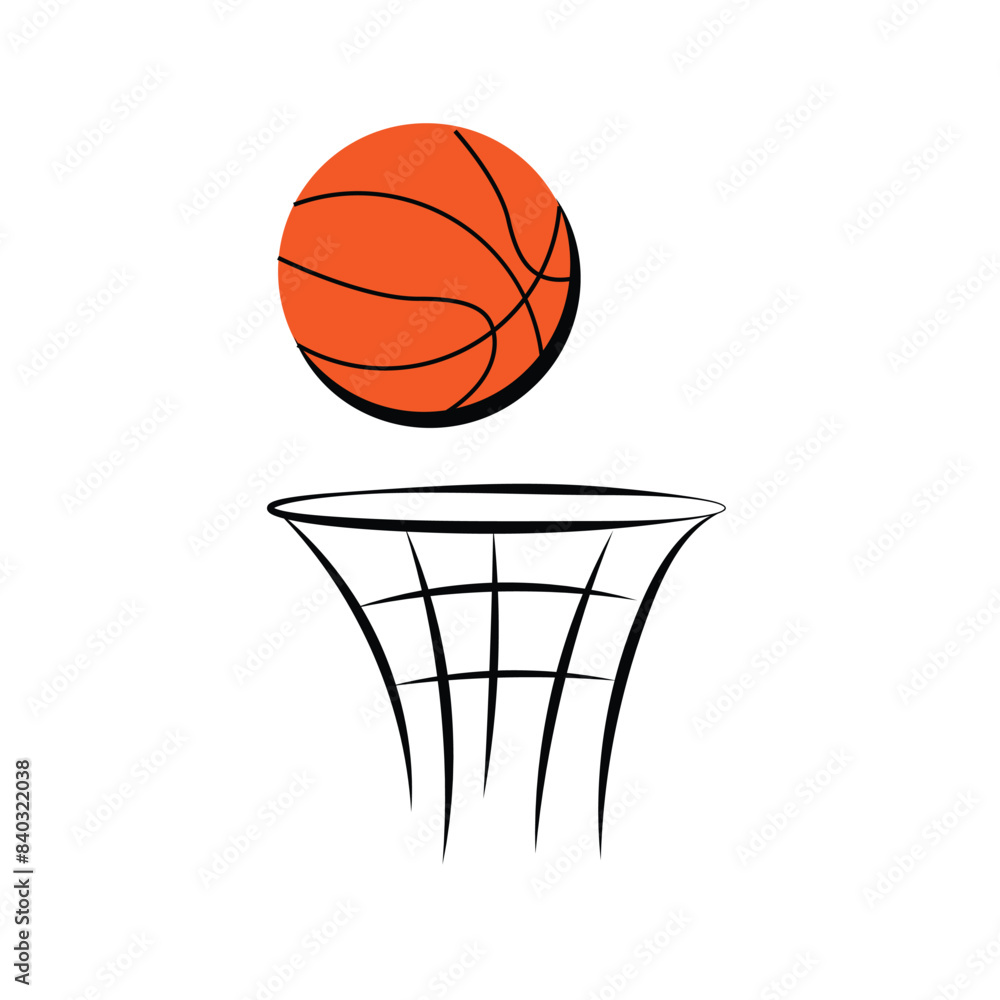 Basketball Game Concept a Ball with a Basket. Sports and active lifestyle concept vector Basketball Game Concept a Ball with a Basket. Sports and active lifestyle concept vector