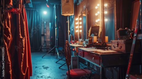 Backstage Elegance Professional Dance Troupe's Dynamic Workspace with Business Cards Costumes and Rehearsal Schedules