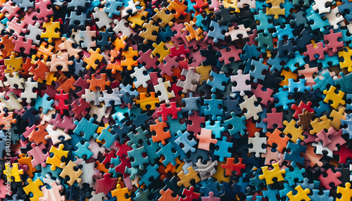 A colorful jigsaw puzzle with many pieces