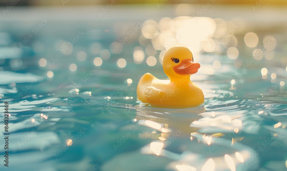 yellow rubber duck floating on water in the pool , Generative AI yellow rubber duck floating on water in the pool , Generative AI