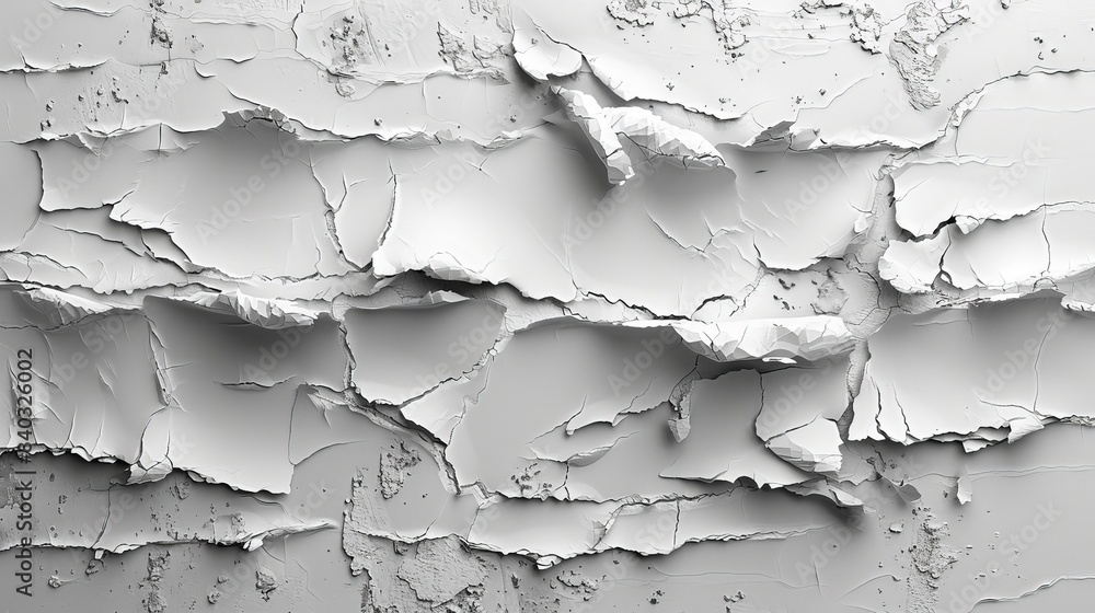 Obraz premium The Delicate Dance of Cracked White Paint on a Wall. Generative AI