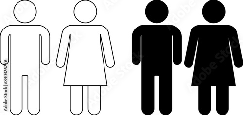 outline silhouette man and woman icon set