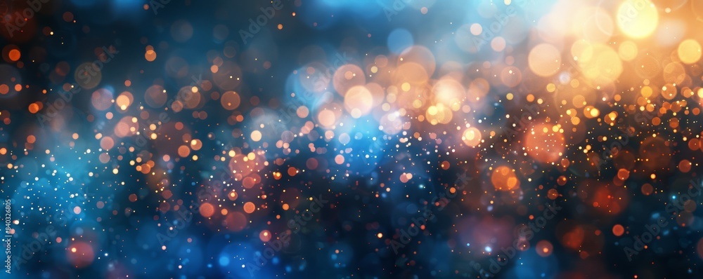 Fototapeta premium Abstract Light Particles close up, focus on, copy space Sparkling trails, dynamic motion, vibrant glow, Double exposure silhouette with particles and trails
