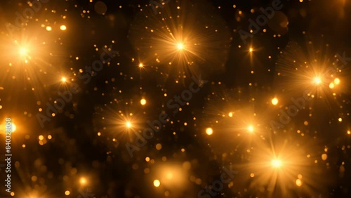 Abstract Christmas Lights with Stars in a Night Sky