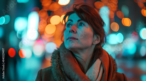 Wallpaper Mural Woman in her 40s in the city at night illumination portrait image Torontodigital.ca
