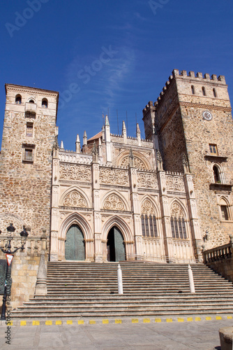 Guadalupe (Cáceres) Spain. Main façade of the Monastery of Santa María de Guadalupe