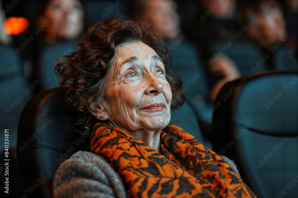 Mature Woman Attending a Theatre Play Mature Woman Attending a Theatre Play