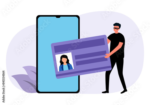 Hacking personal id information website. Phishing via internet concept. Identity theft.