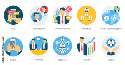 A set of 10 business icons as chat, conversation, communication