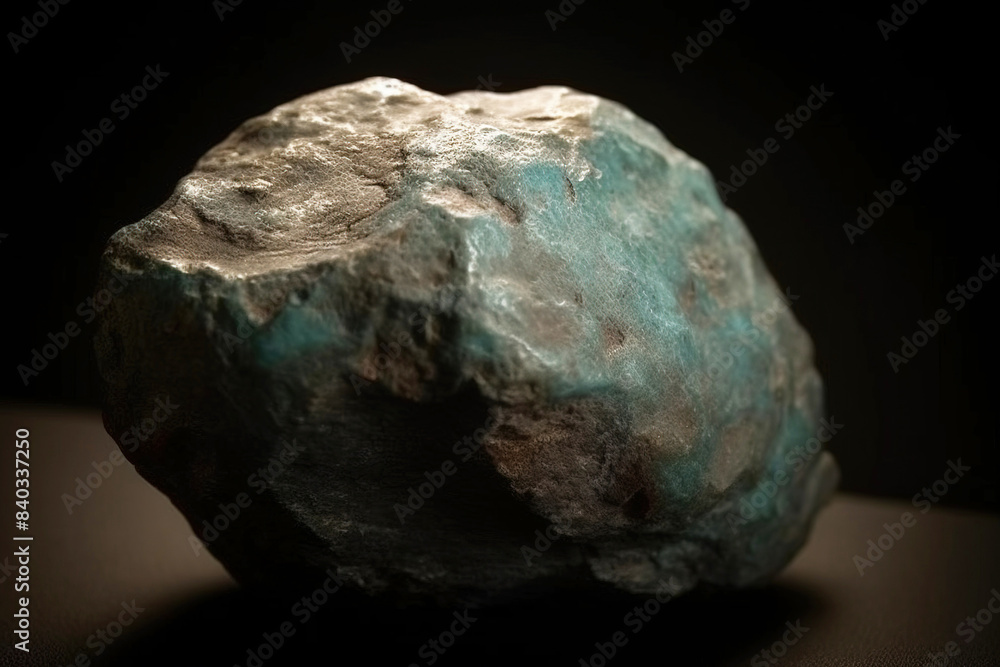 Naklejka premium Moolooite fossil mineral stone. Geological crystalline fossil. Dark background close-up.