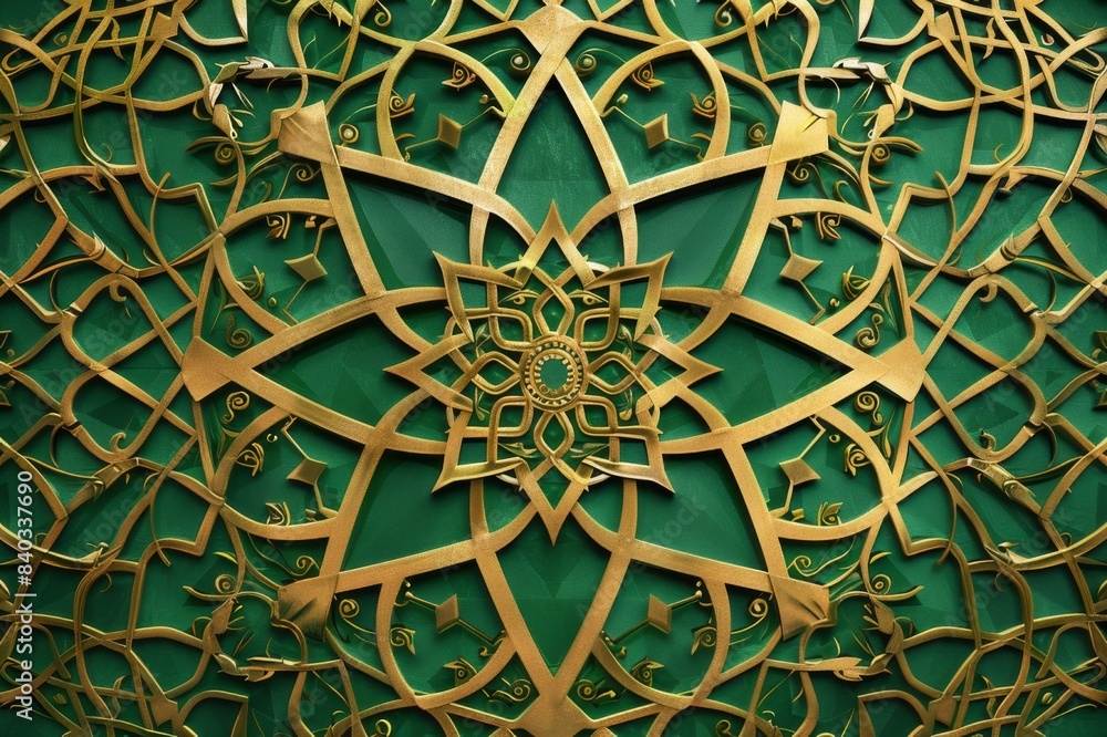 Intricate Gold and Green Ornamental Design Intricate Gold and Green Ornamental Design