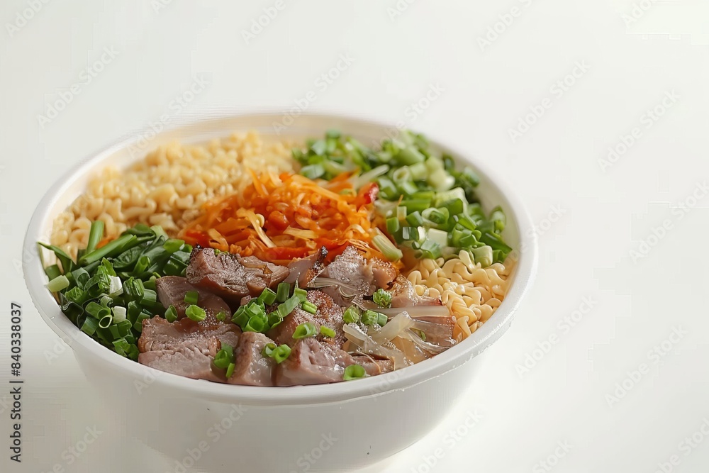 Vietnamese noodle soup with shrimp, beef, and fresh herbs, artistically presented in a high quality food photography setup with natural lighting Vietnamese noodle soup with shrimp, beef, and fresh herbs, artistically presented in a high quality food photography setup with natural lighting
