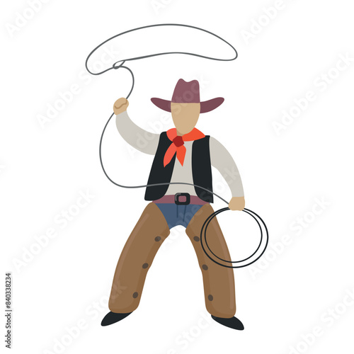 Cowboy with lasso icon clipart avatar logotype isolated vector illustration