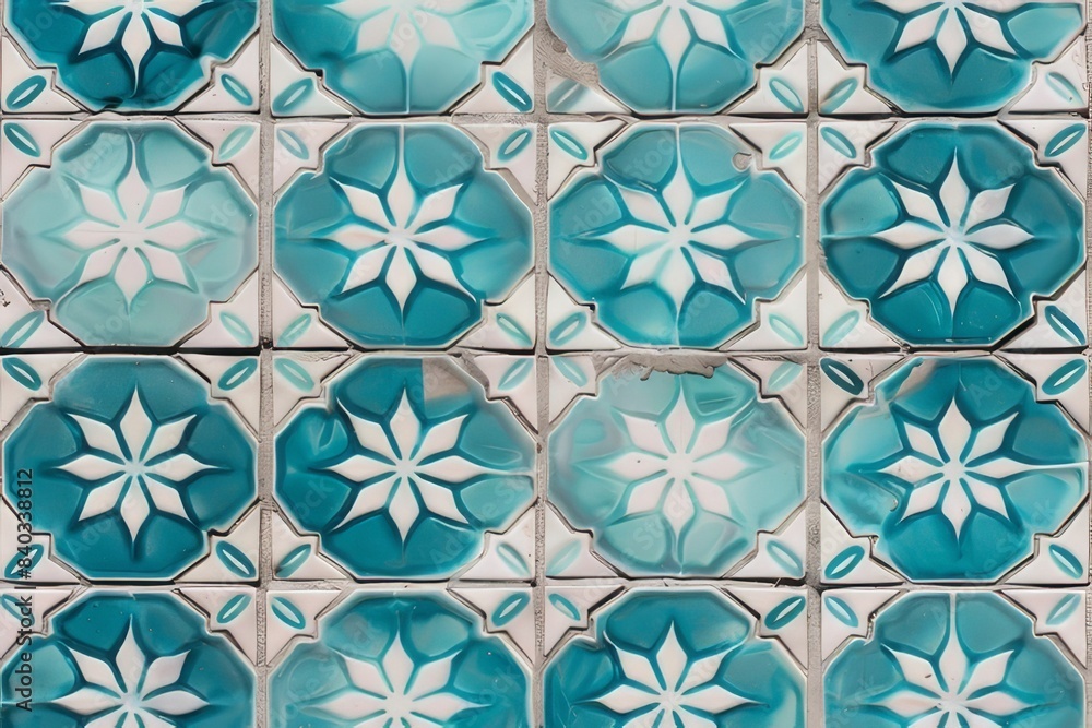 Blue and White Floral Ceramic Tile Pattern Blue and White Floral Ceramic Tile Pattern