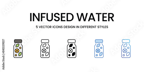 Infused Water icons vector set stock illustration.