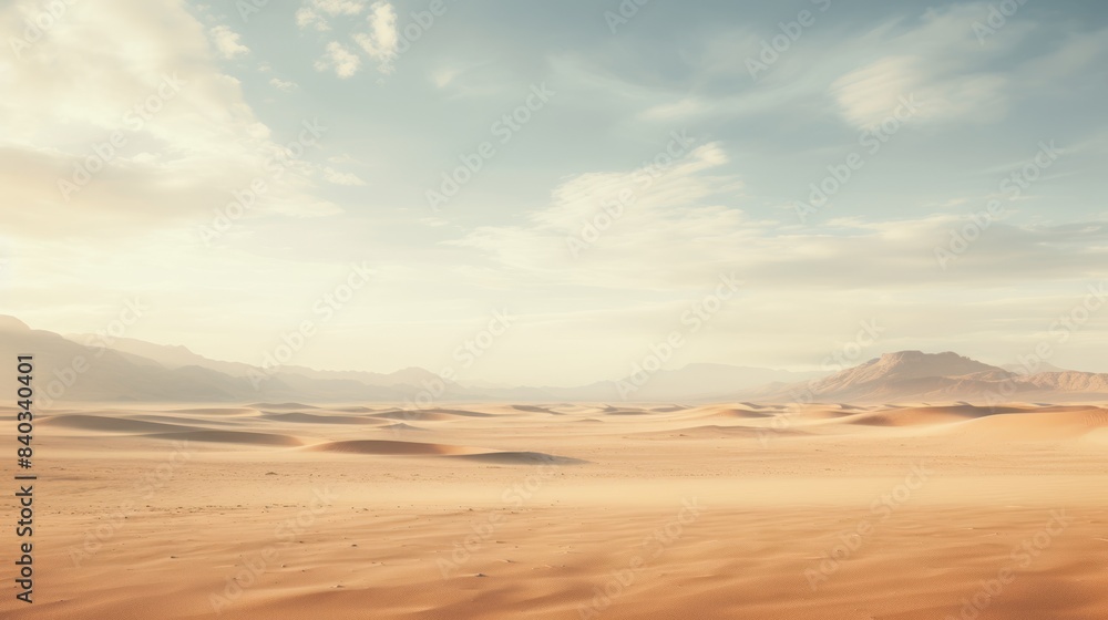 Fototapeta premium empty desert landscape stretching towards the horizon, 