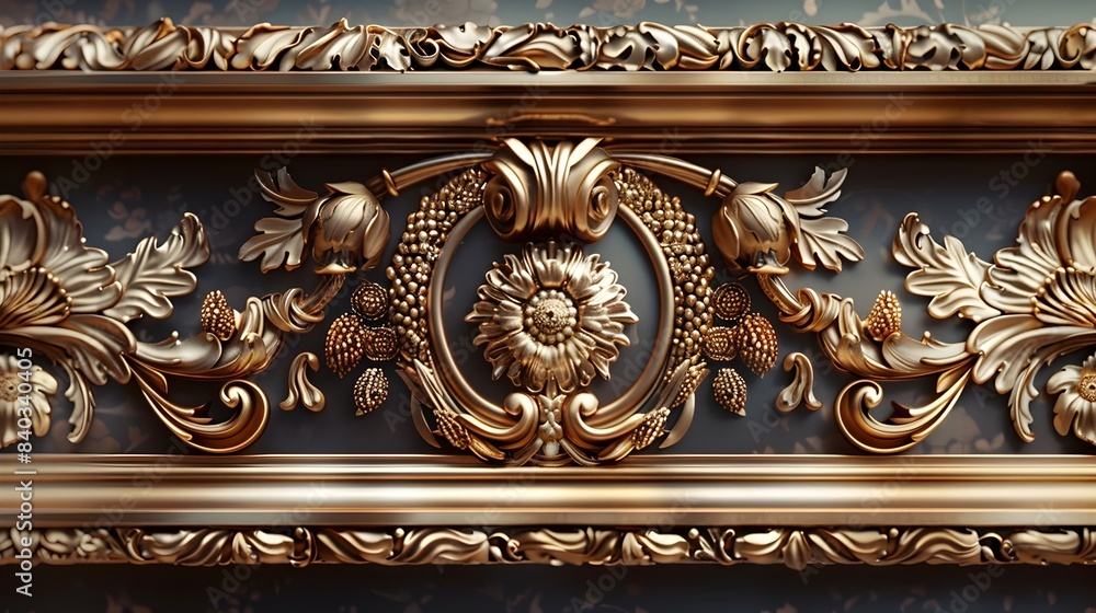 Ornate Gilded Gold Picture Frame with Intricate Floral Carvings and Antique Victorian Styling