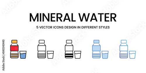 Mineral Water icons vector set stock illustration.