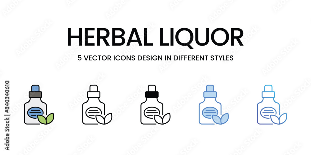 Herbal Liquor icons vector set stock illustration. Herbal Liquor icons vector set stock illustration.