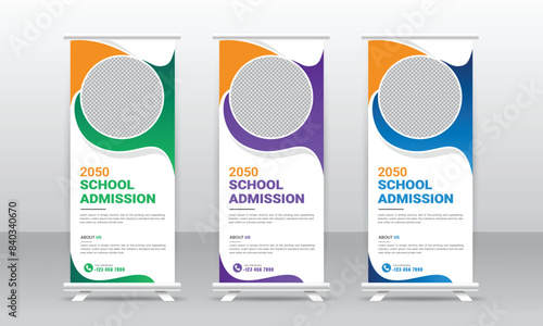 kids education study Standee roll up or pullup banner design template