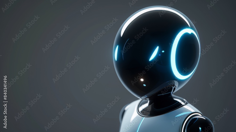 a close-up of a robot assistant with AI technology background is dark a close-up of a robot assistant with AI technology background is dark