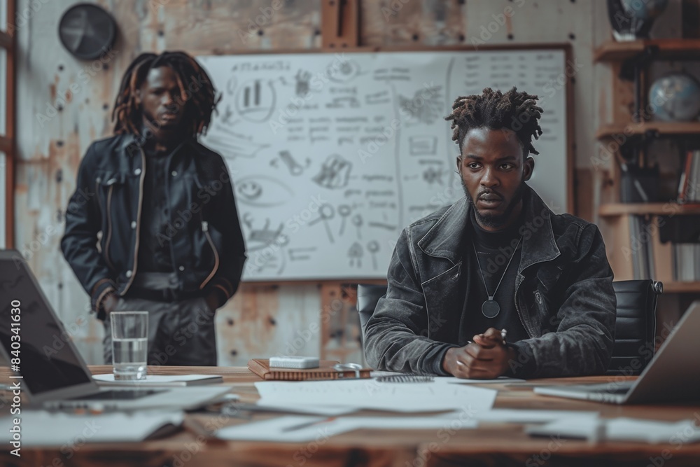 two african american men working on project two african american men working on project