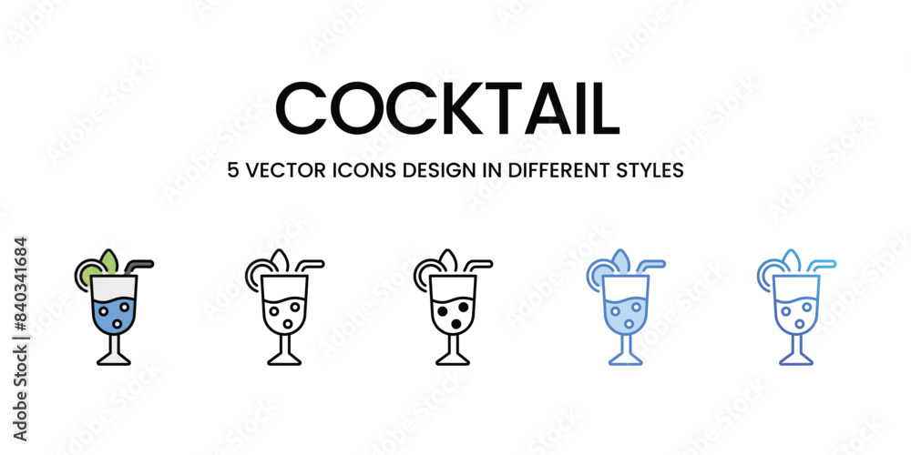 Cocktail icons vector set stock illustration. Cocktail icons vector set stock illustration.
