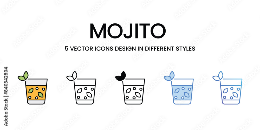Mojito icons vector set stock illustration.