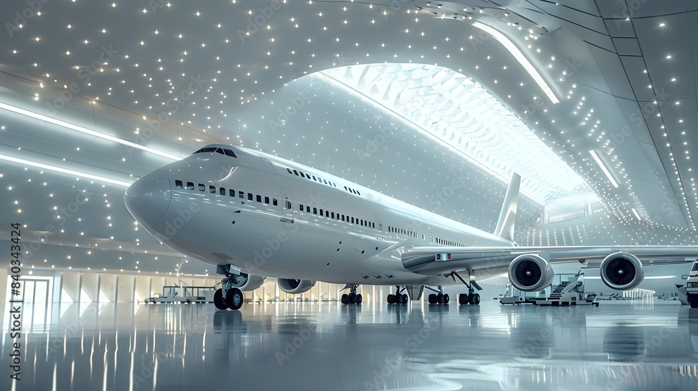 Ultramodern Minimalist Airport Featuring Futuristic Holographic Tech and Sleek Aircraft Ultramodern Minimalist Airport Featuring Futuristic Holographic Tech and Sleek Aircraft