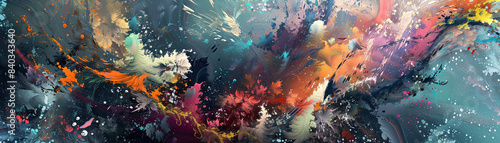 Bring to life a dreamlike world from a birds-eye view, blending abstract shapes with surreal elements in a mesmerizing digital painting #840343640
