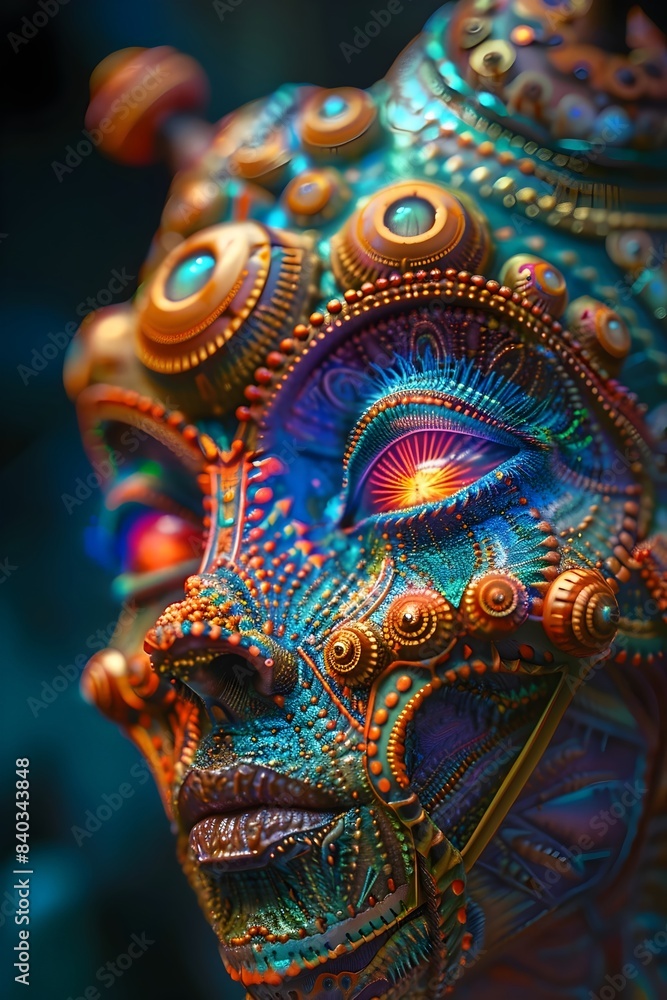 Vibrant,Psychedelic Portrait of Decalcified Pineal Gland with Mushroom Features and Glowing Third Eye Vibrant,Psychedelic Portrait of Decalcified Pineal Gland with Mushroom Features and Glowing Third Eye