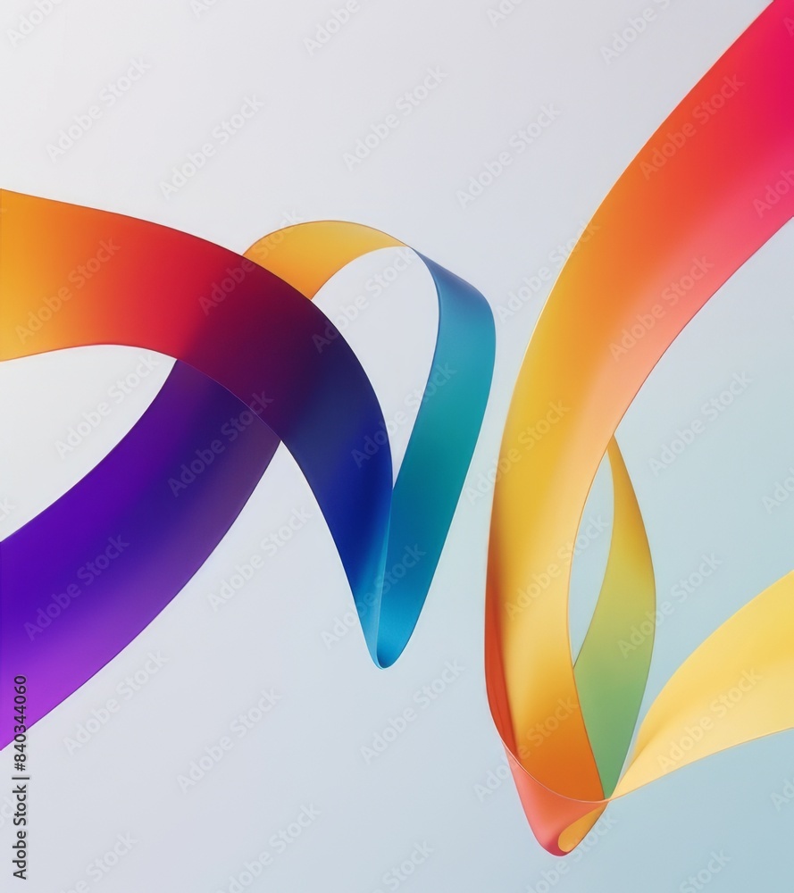 Fototapeta premium modern graphic design. A vibrant, wavy ribbon flows across the image, transitioning smoothly through the colors of the rainbow, from purple and blue to green, yellow, and orange.