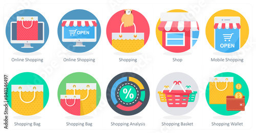 A set of 10 Shopping icons as online shopping, shopping, shop
