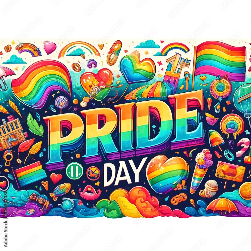 Vibrant Pride Day Banner with Bold 'Pride Day' Caption Vibrant Pride Day Banner with Bold 'Pride Day' Caption