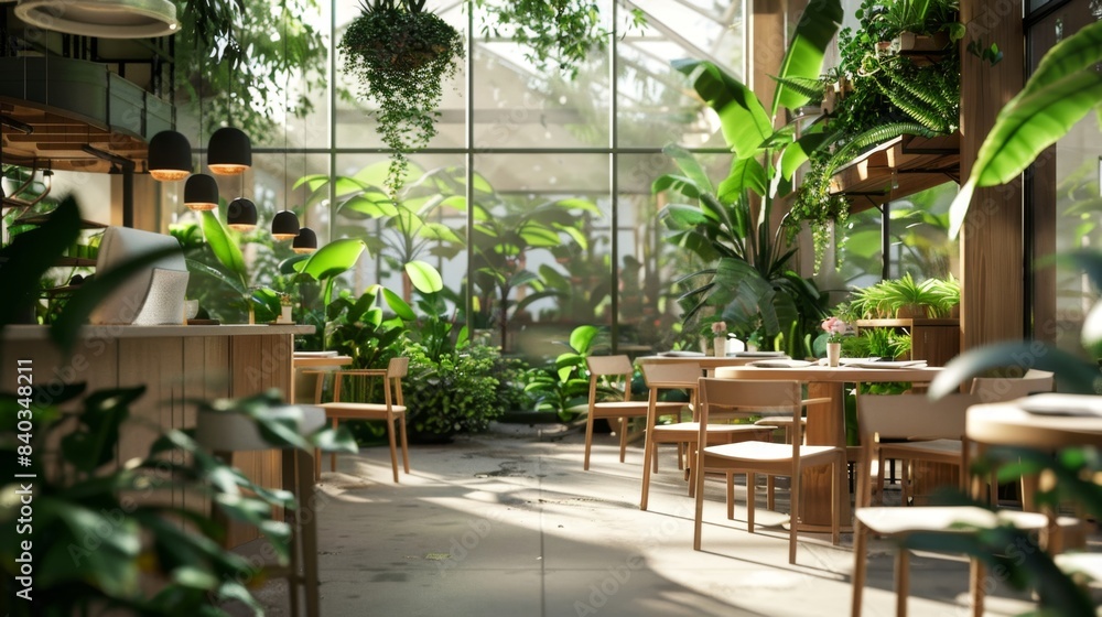 Greenhouse Haven Vibrant Cafe Setting with Blank Business Cards Organic Meals and Lush Plant Surroundings Greenhouse Haven Vibrant Cafe Setting with Blank Business Cards Organic Meals and Lush Plant Surroundings