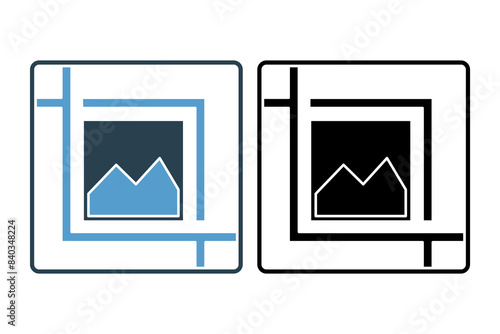 Crop image icon. icon related to edit tool. suitable for web site, app, user interfaces, printable etc. solid icon style. simple vector design editable