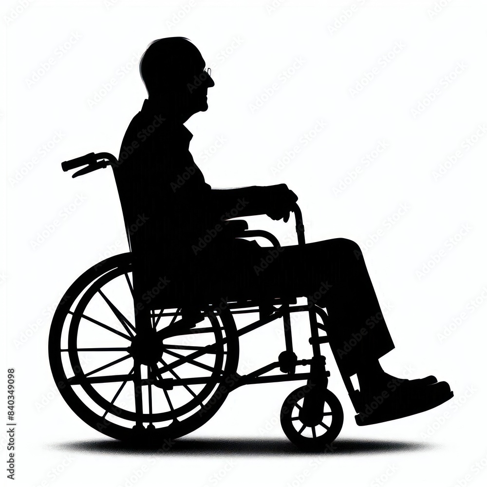 silhouette old person disabled on wheelchair isolated on a white background silhouette old person disabled on wheelchair isolated on a white background