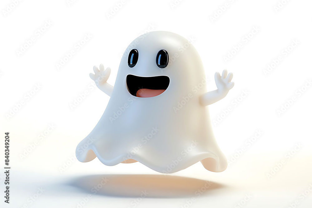 funny ghost 3d vector cartoon icon isolated on white background funny ghost 3d vector cartoon icon isolated on white background