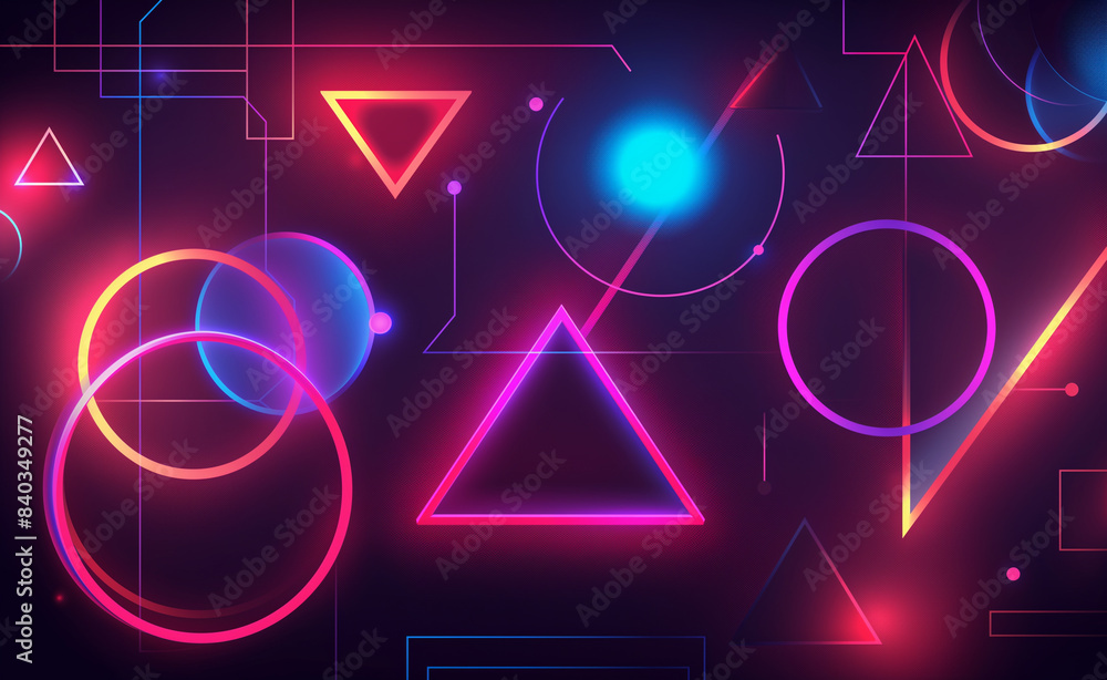 Abstract digital art with neon geometric shapes and vibrant colors against a dark background, creating a futuristic feel. Abstract digital art with neon geometric shapes and vibrant colors against a dark background, creating a futuristic feel.