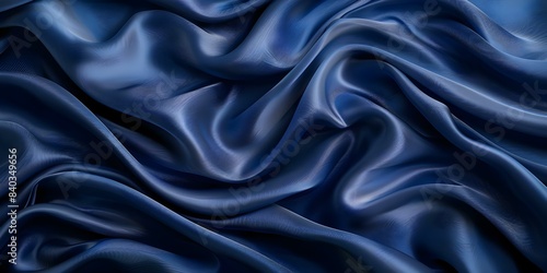 Elegant navy blue silk background with soft wavy folds abstract and stylish. Concept Elegant Backgrounds, Navy Blue Silk, Soft Wavy Folds, Abstract Designs, Stylish Decor